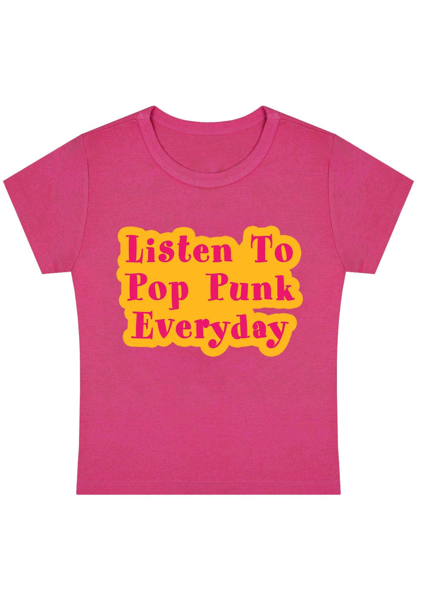 Listen To Pop Punk Everyday Y2K Baby Tee