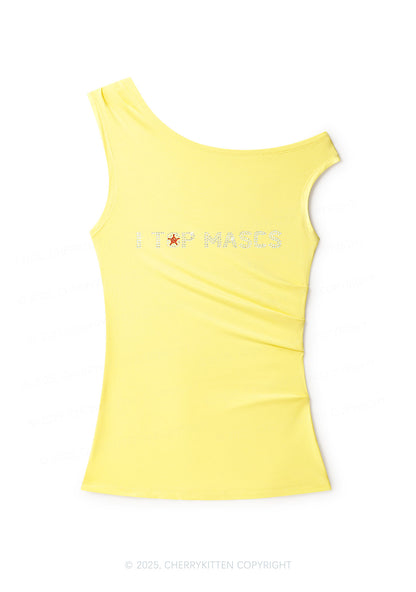 Rhinestone I Top Mascs Pride Y2K Off Shoulder Tank Top Cherrykitten