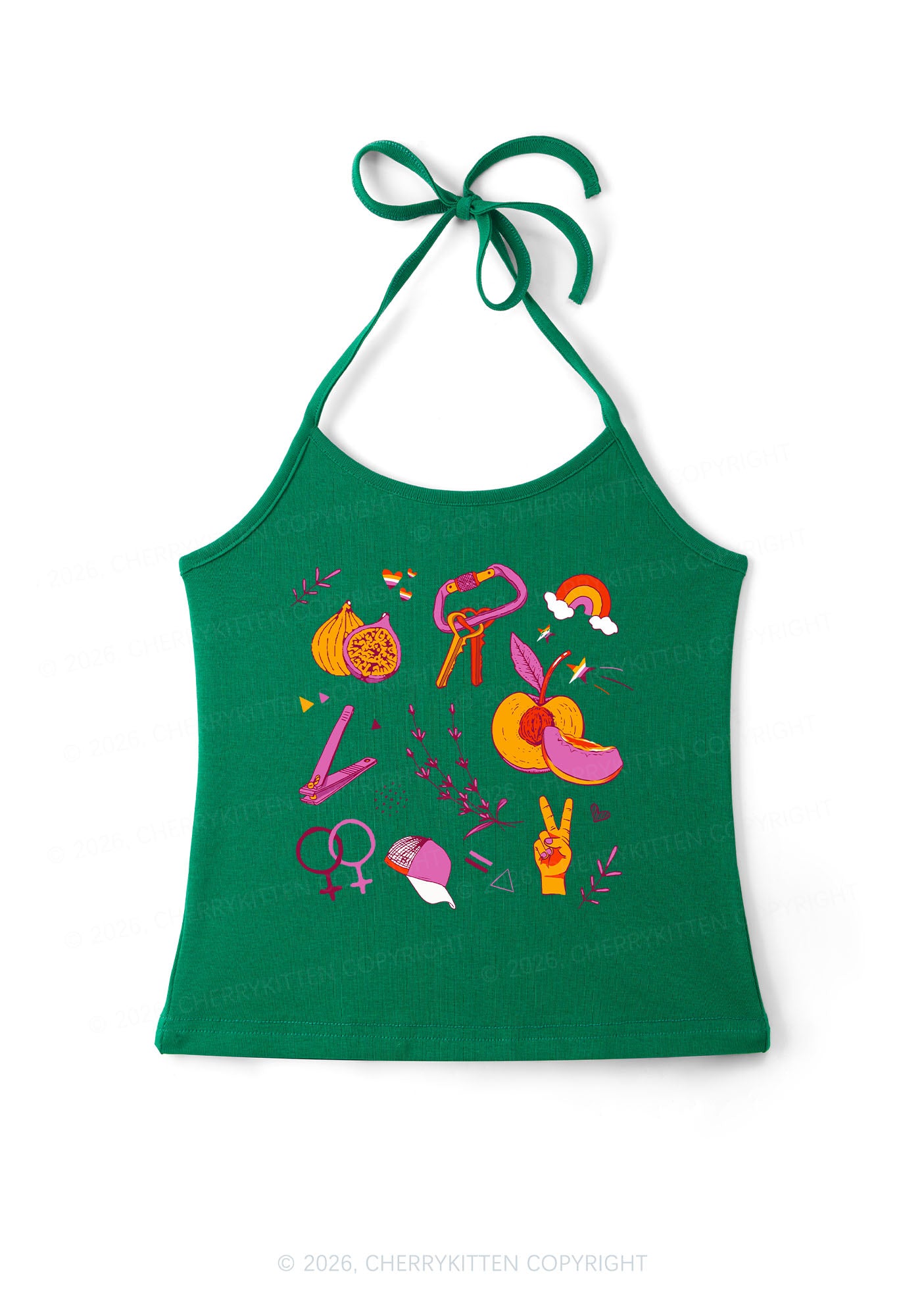 Lesbian Symbols Pride Y2K Halter Neck Cami Cherrykitten