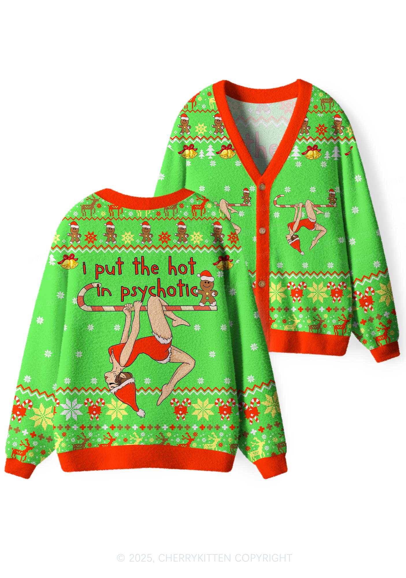 Yoga Girl Y2K Christmas Cardigan Knit Sweatshirt Cherrykitten