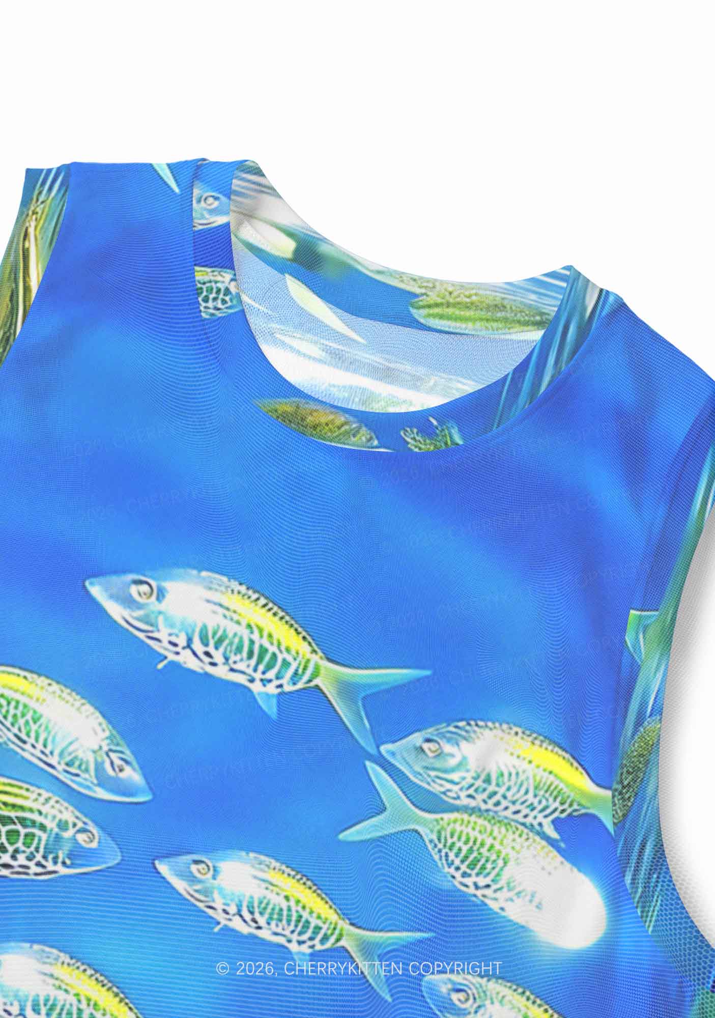 Undersea Fish Y2K Mesh Muscle Tank Cherrykitten