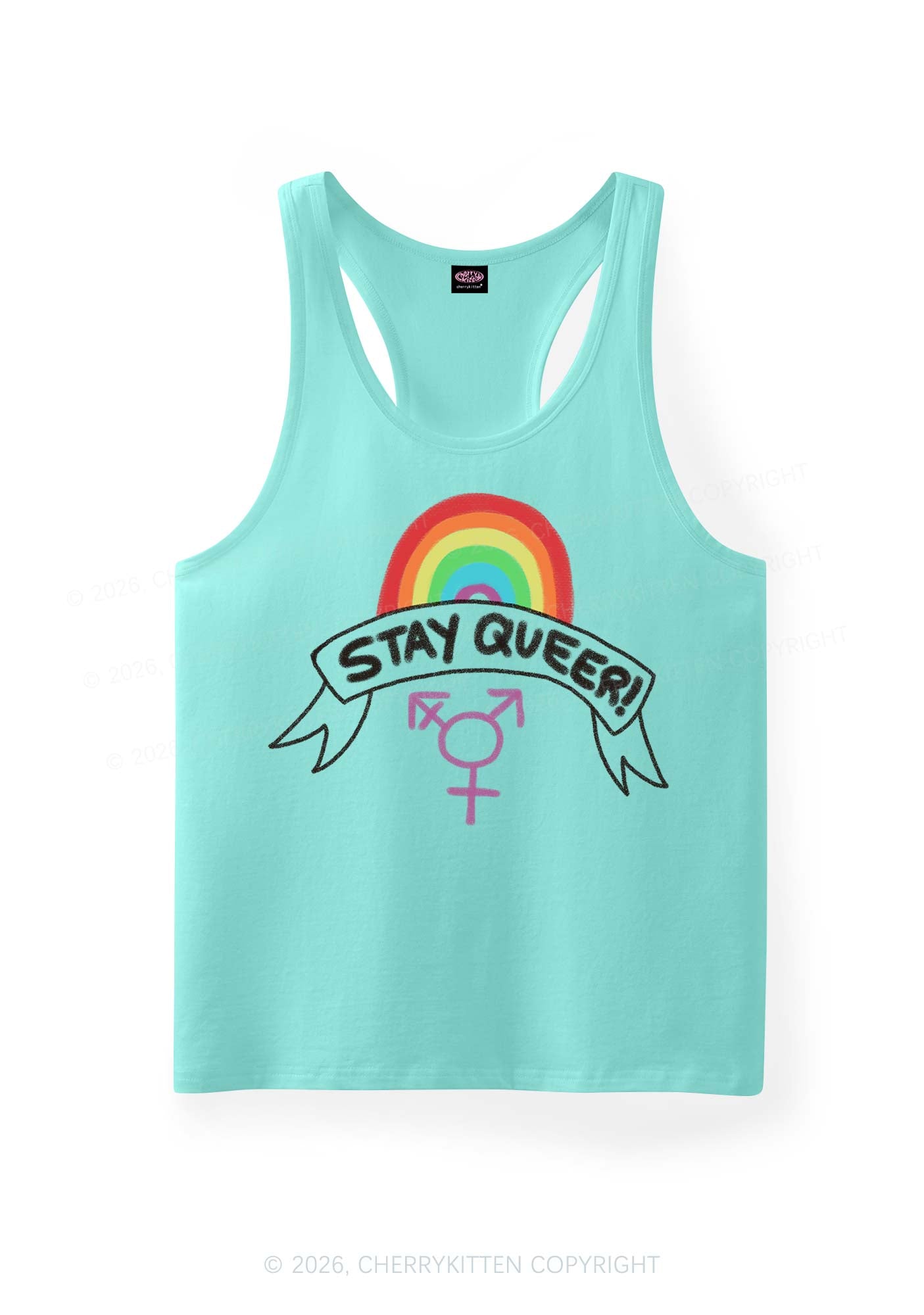 Stay Queer Pride Y2K Men Racerback Tank Top Cherrykitten