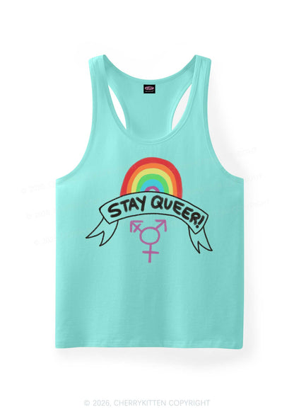 Stay Queer Pride Y2K Men Racerback Tank Top Cherrykitten