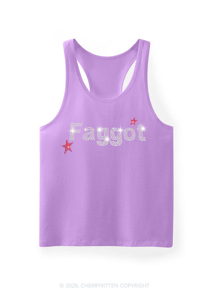 Rhinestone Faggot Pride Y2K Men Racerback Tank Top Cherrykitten