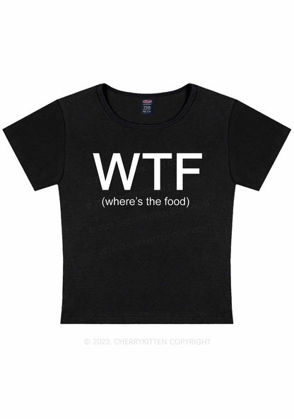 Curvy Where's The Food Y2K Baby Tee Cherrykitten
