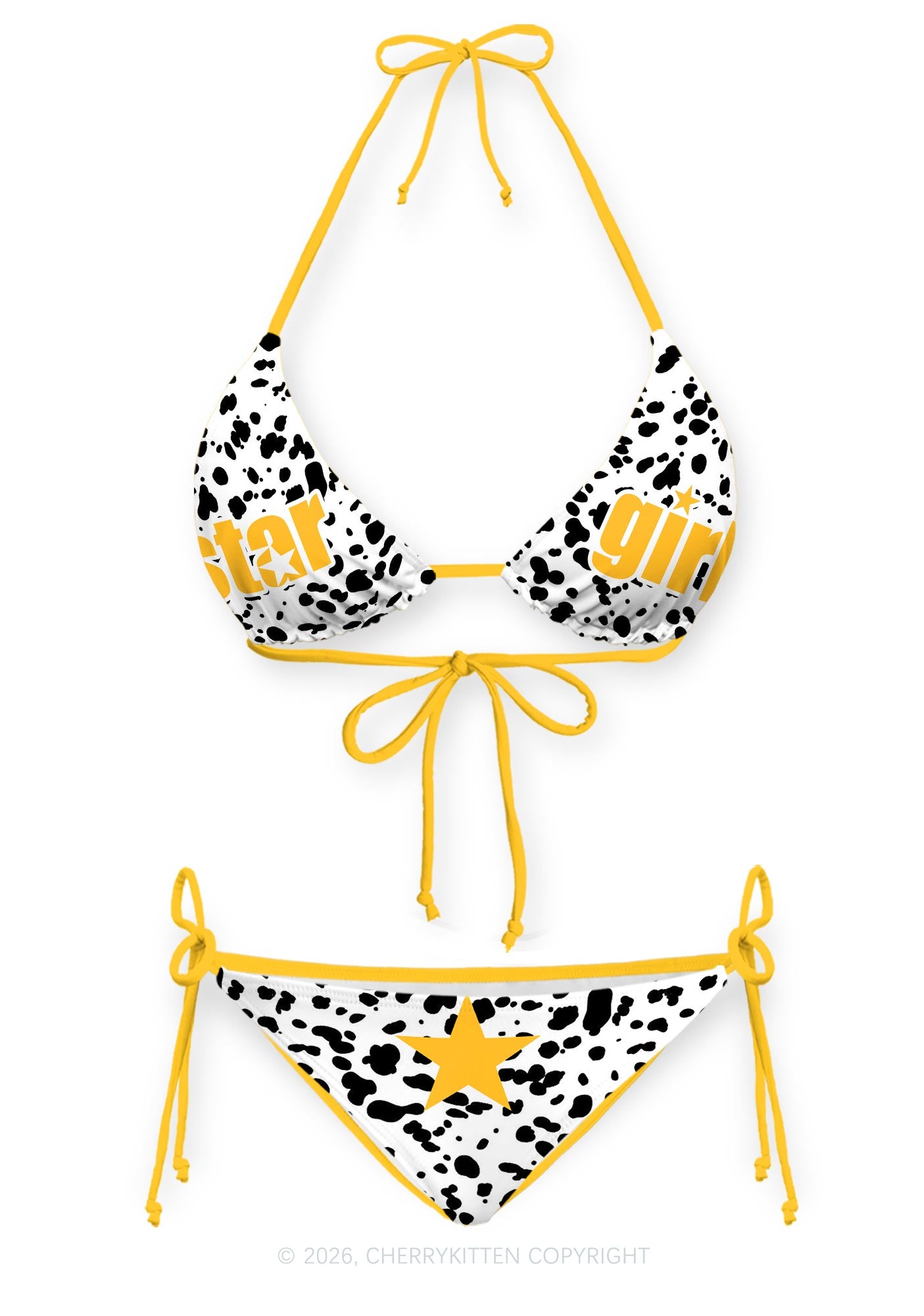 Spotted Star Girl Y2K Print Bikini Set Cherrykitten