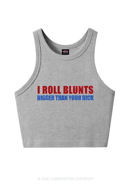 Glitter I Roll Blunts Y2K Crop Tank Top Cherrykitten