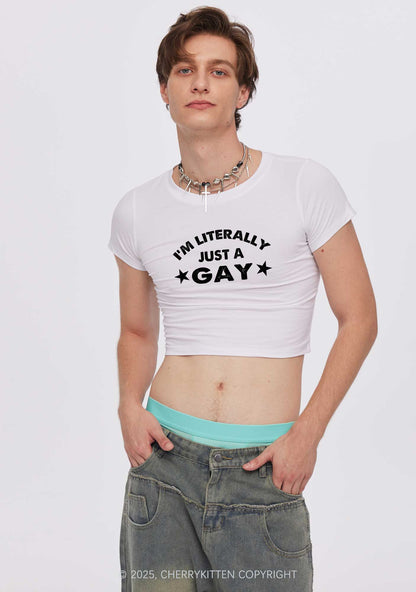Literally Just A Gay Pride Y2K Baby Tee Cherrykitten