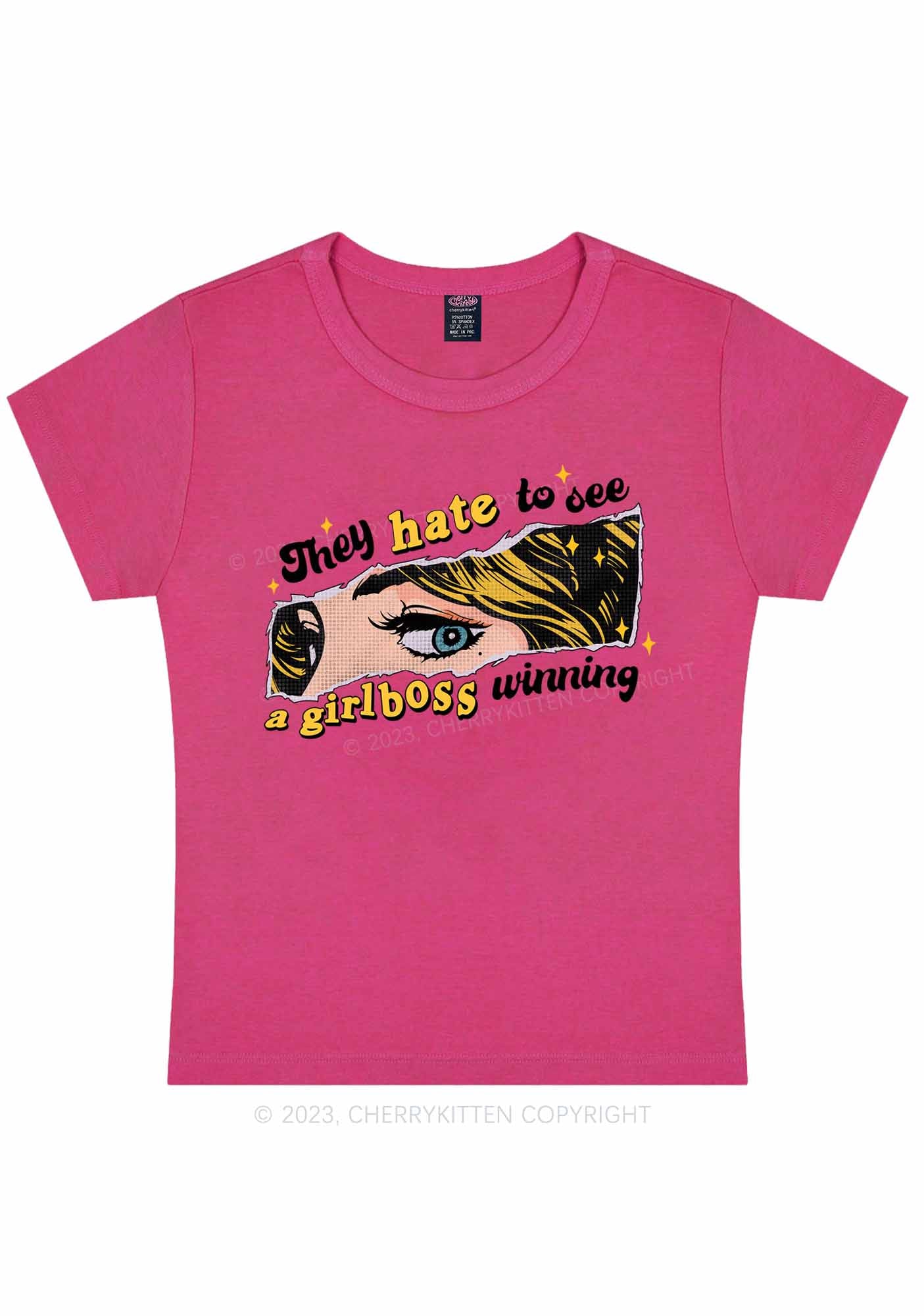Curvy Girlboss Winning Y2K Baby Tee Cherrykitten
