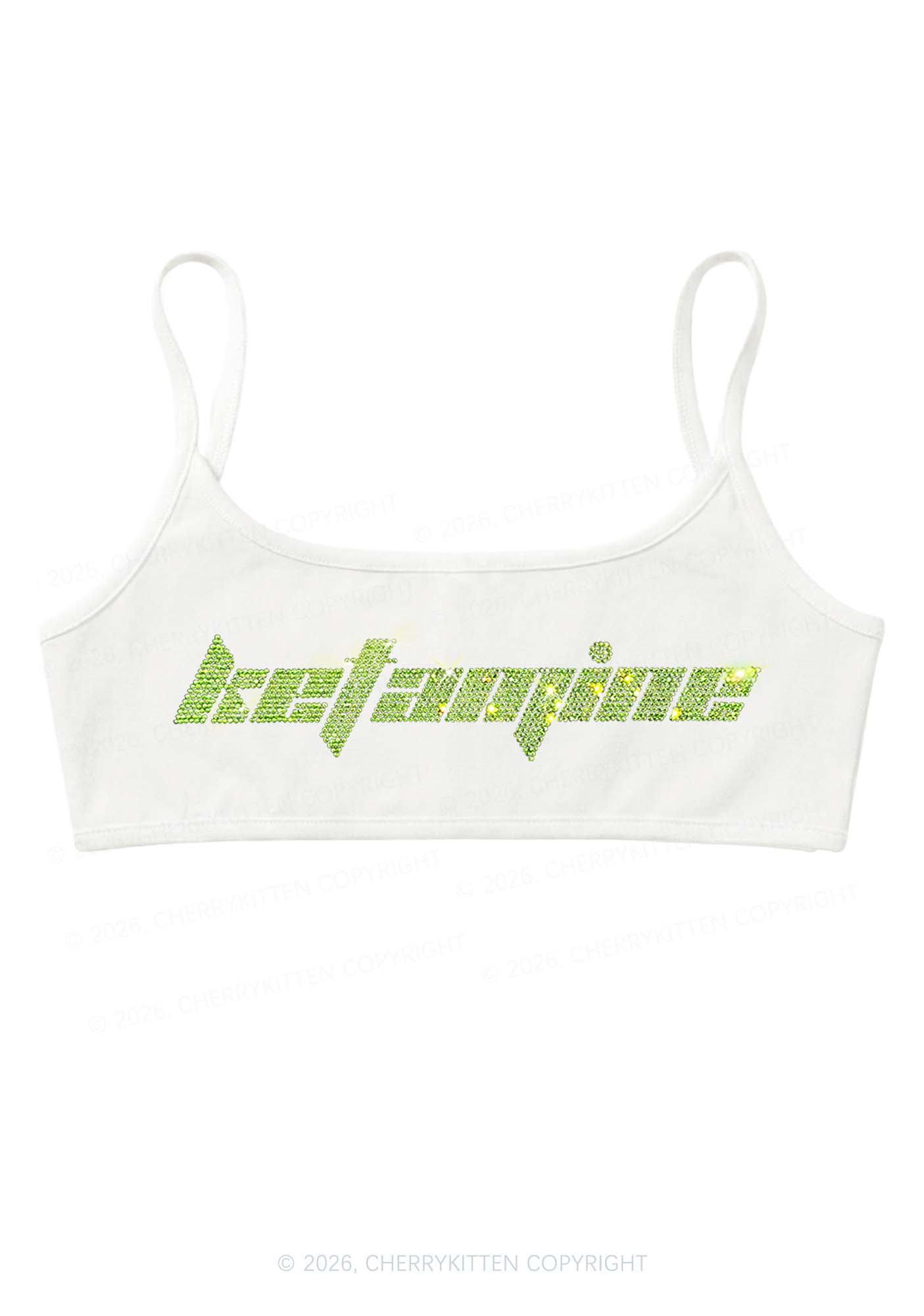 Rhinestone Ketamxxe Y2K Super Crop Cami Cherrykitten