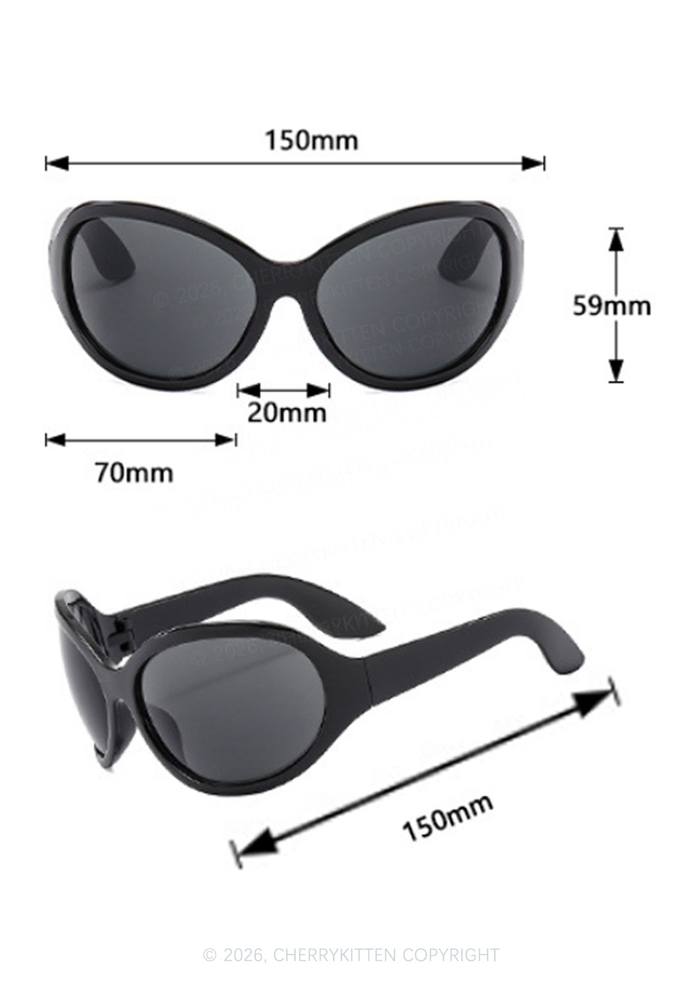 Y2K Large Framed Curved Sunglasses Cherrykitten