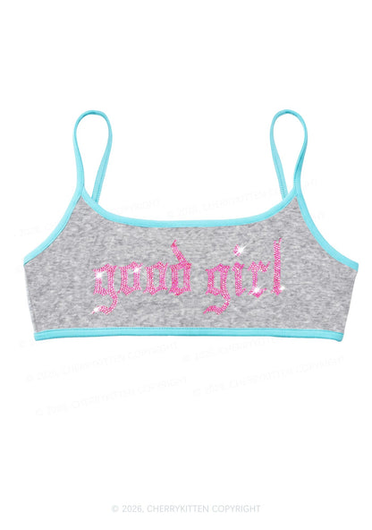 Rhinestone Good Girl Y2K Super Crop Cami Cherrykitten