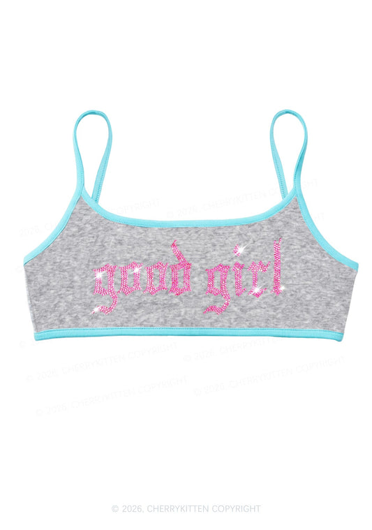 Rhinestone Good Girl Y2K Super Crop Cami Cherrykitten
