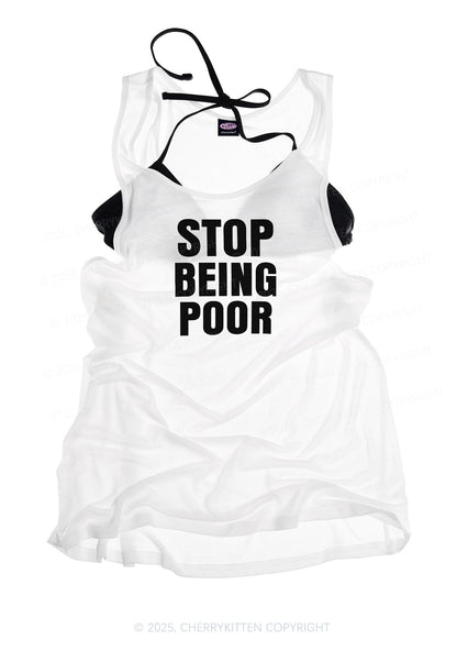 Stop Being Poor Y2K Sheer Boyfriend Tank Cherrykitten
