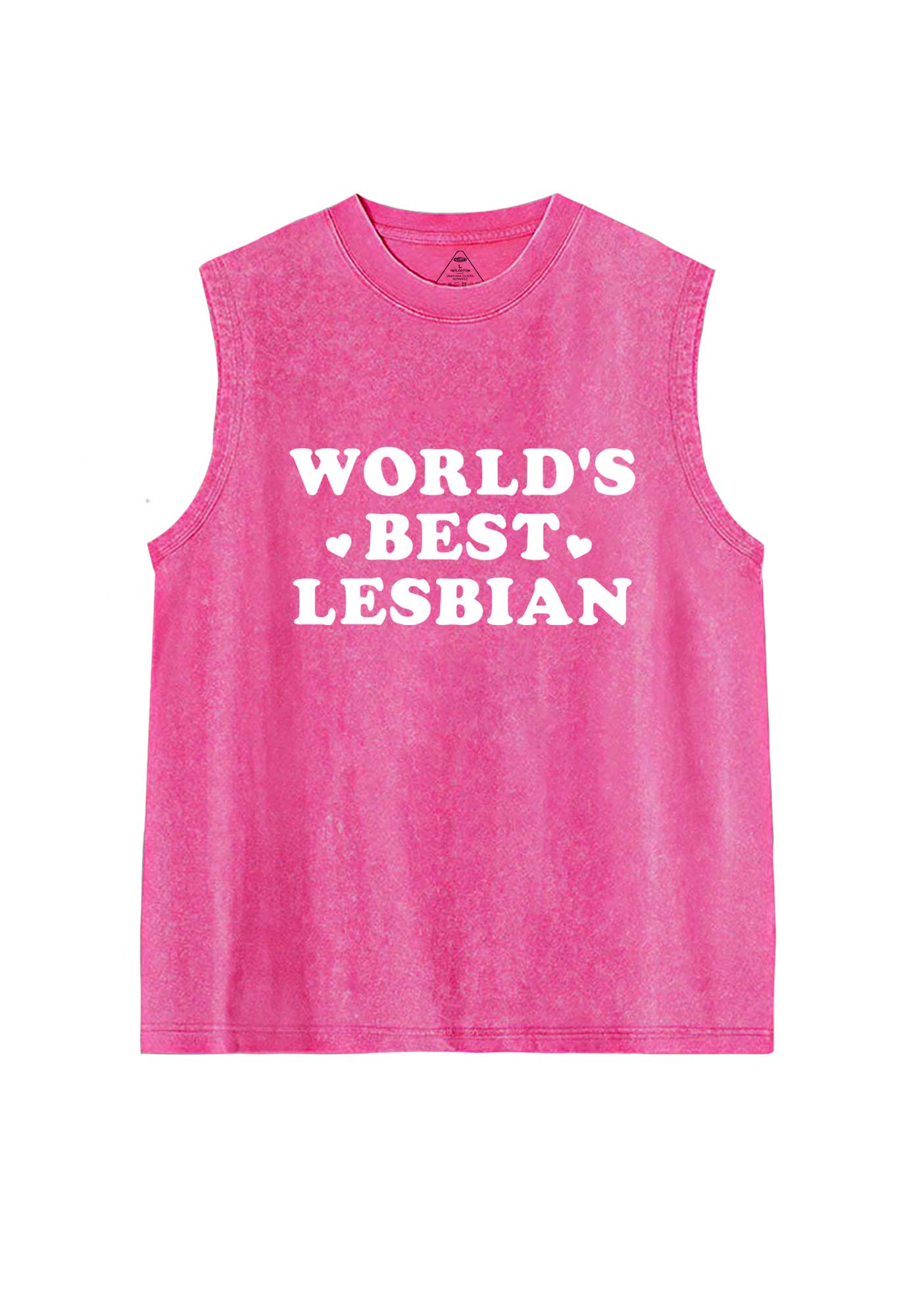 Worlds Best Lesbian Pride Y2K Washed Muscle Tank Cherrykitten