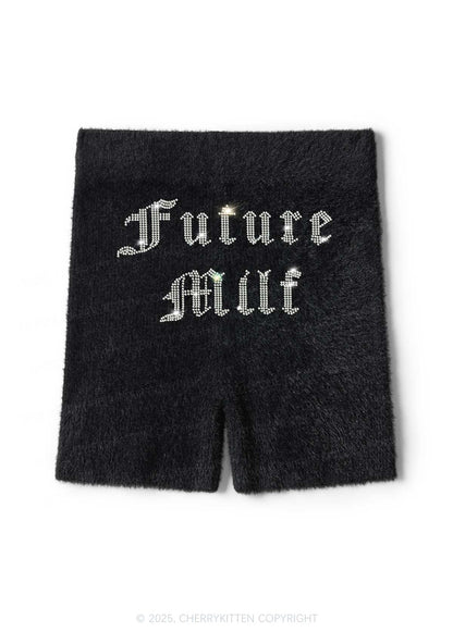 Rhinestone Future Mxxf Y2K Fluffy Shorts Cherrykitten
