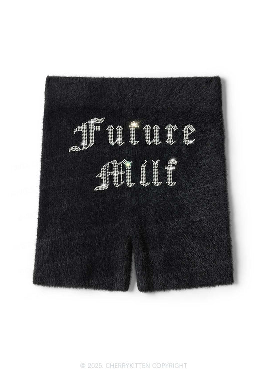 Rhinestone Future Mxxf Y2K Fluffy Shorts Cherrykitten