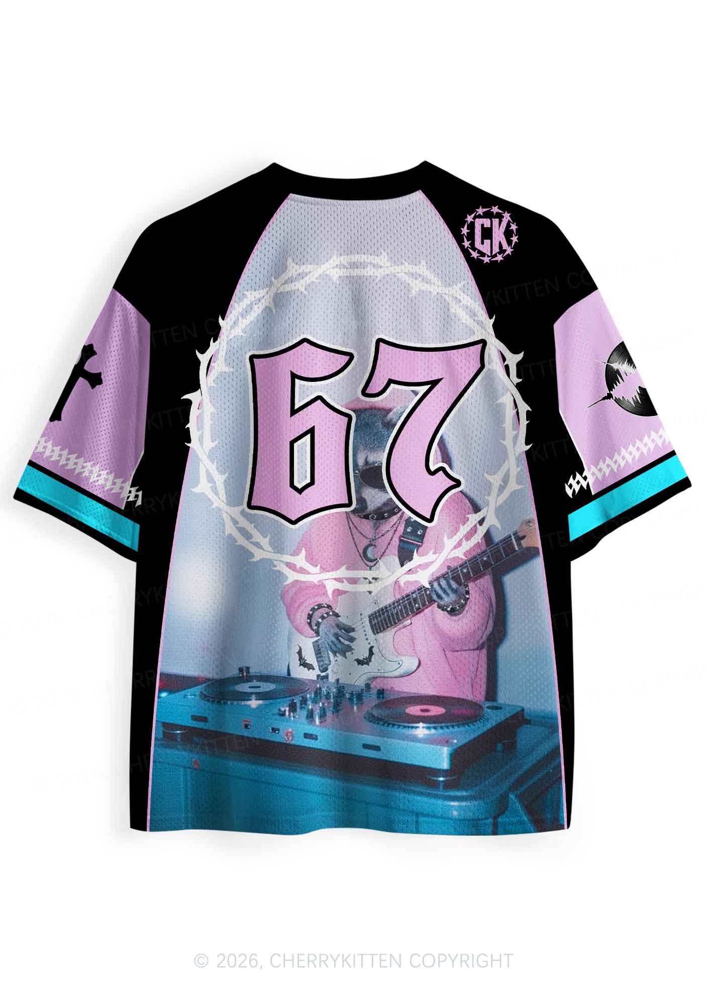 Pink Hoodie Raccoon DJ Y2K Sport Jersey Shirts Cherrykitten