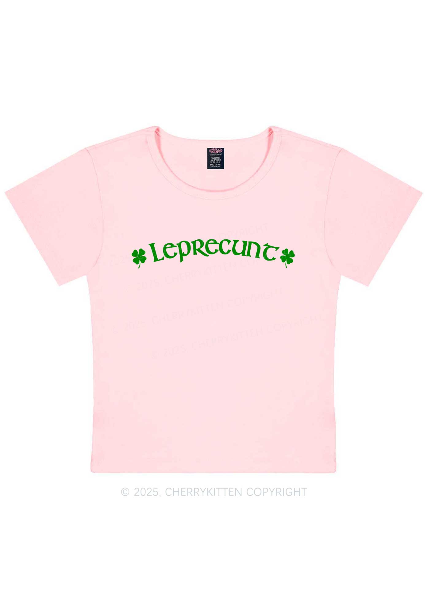 Leprecunt St Patricks Y2K Baby Tee Cherrykitten