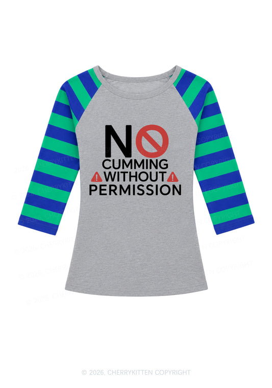 NO Cxmming Without Permission Y2K Raglan Sleeve Top Cherrykitten