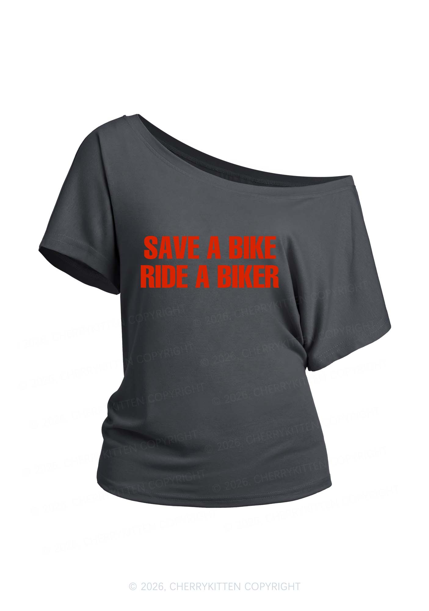 Save Bike Ride Biker Y2K Off Shoulder Tee Cherrykitten