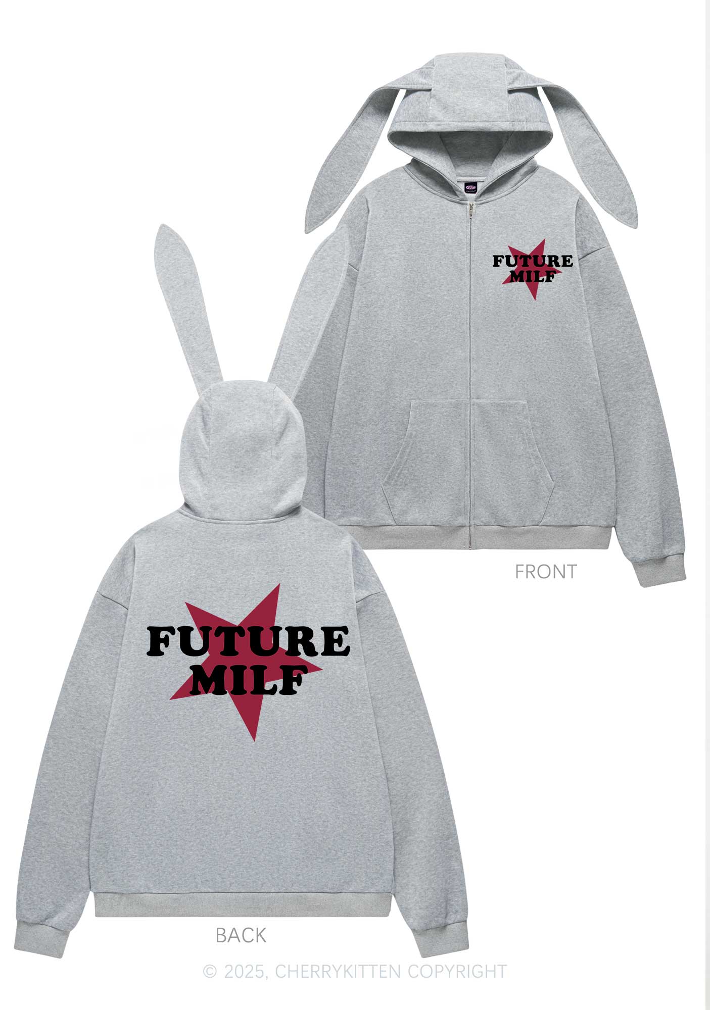 Future Mxxf Y2K Bunny Ear Zip Hoodie Cherrykitten