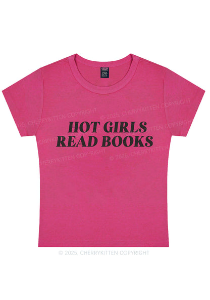 Hot Girls Read Books Y2K Baby Tee Cherrykitten