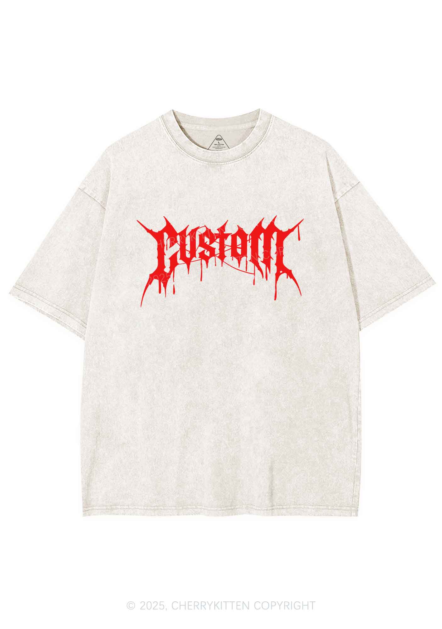 Custom Font Art Y2K Shirts Washed Tee Cherrykitten