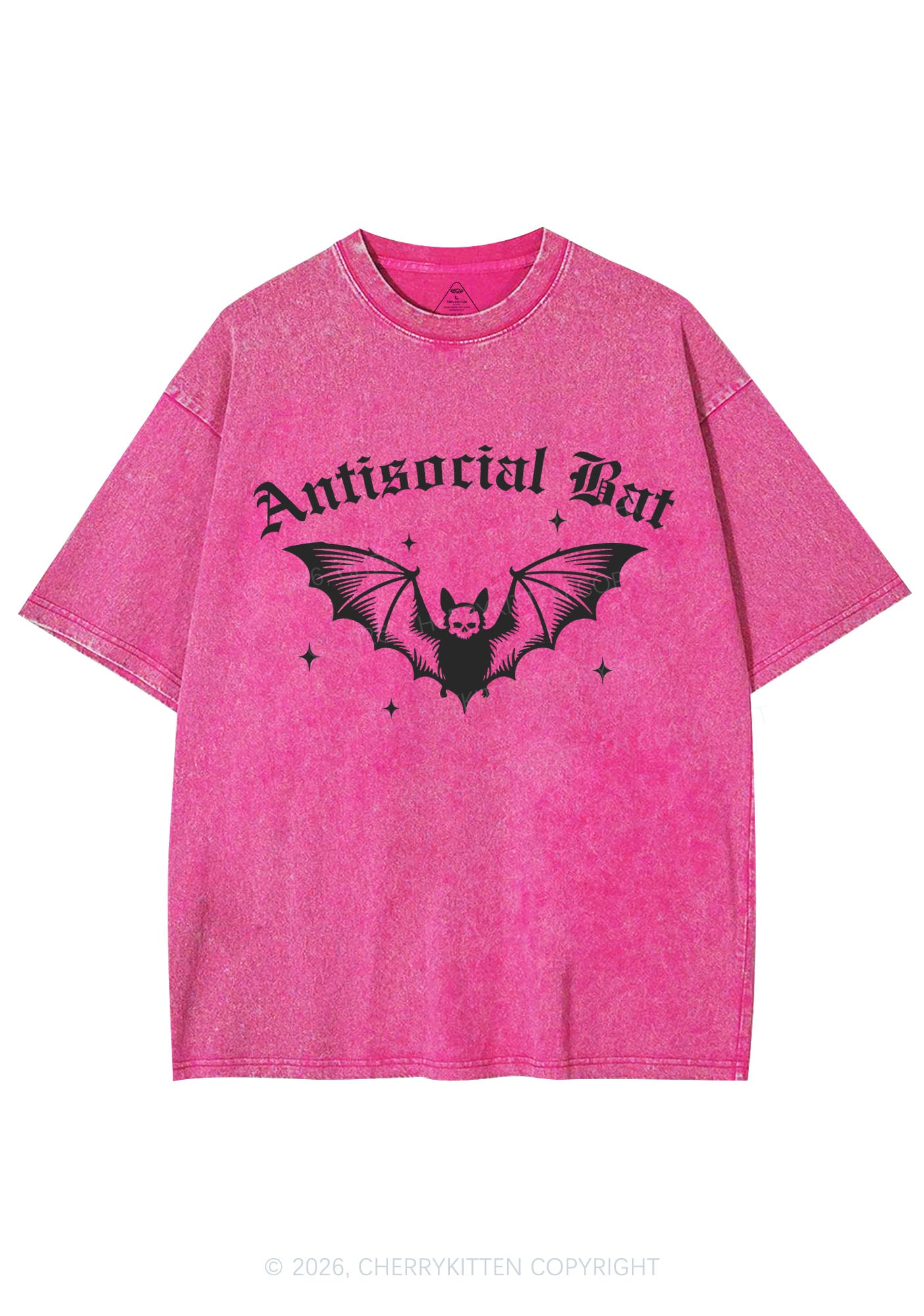 Halloween Antisocial Bat Y2K Shirts Washed Tee Cherrykitten