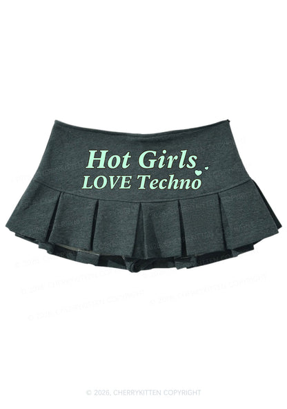 Hot Girls Love Techno Y2K Mini Pleated Skirts Cherrykitten