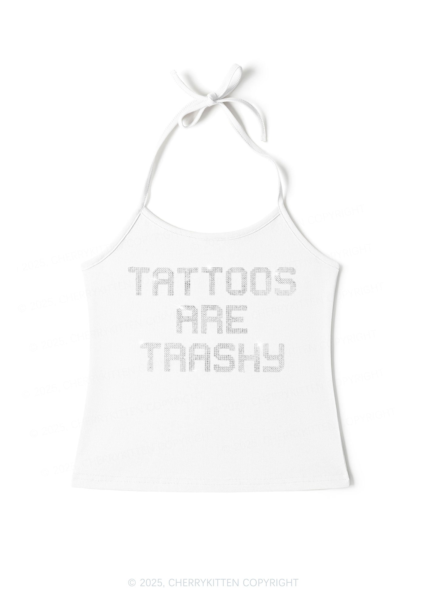 Rhinestone Tattoos Are Trashy Y2K Halter Neck Cami Cherrykitten