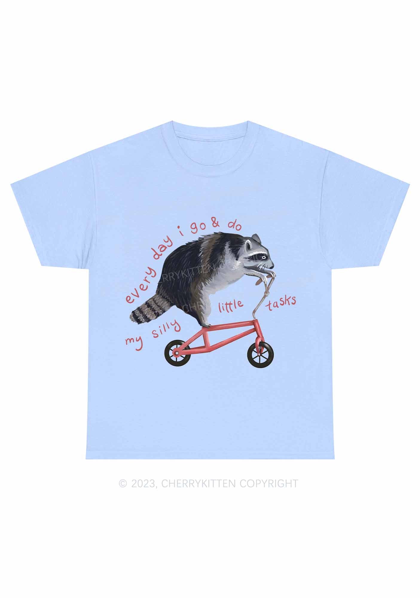 Raccoon On Bicycle Y2K Chunky Shirt Cherrykitten