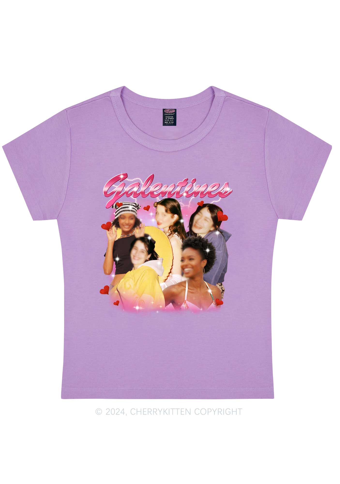 Galentines Custom Portrait Y2K Valentine's Day Baby Tee Cherrykitten