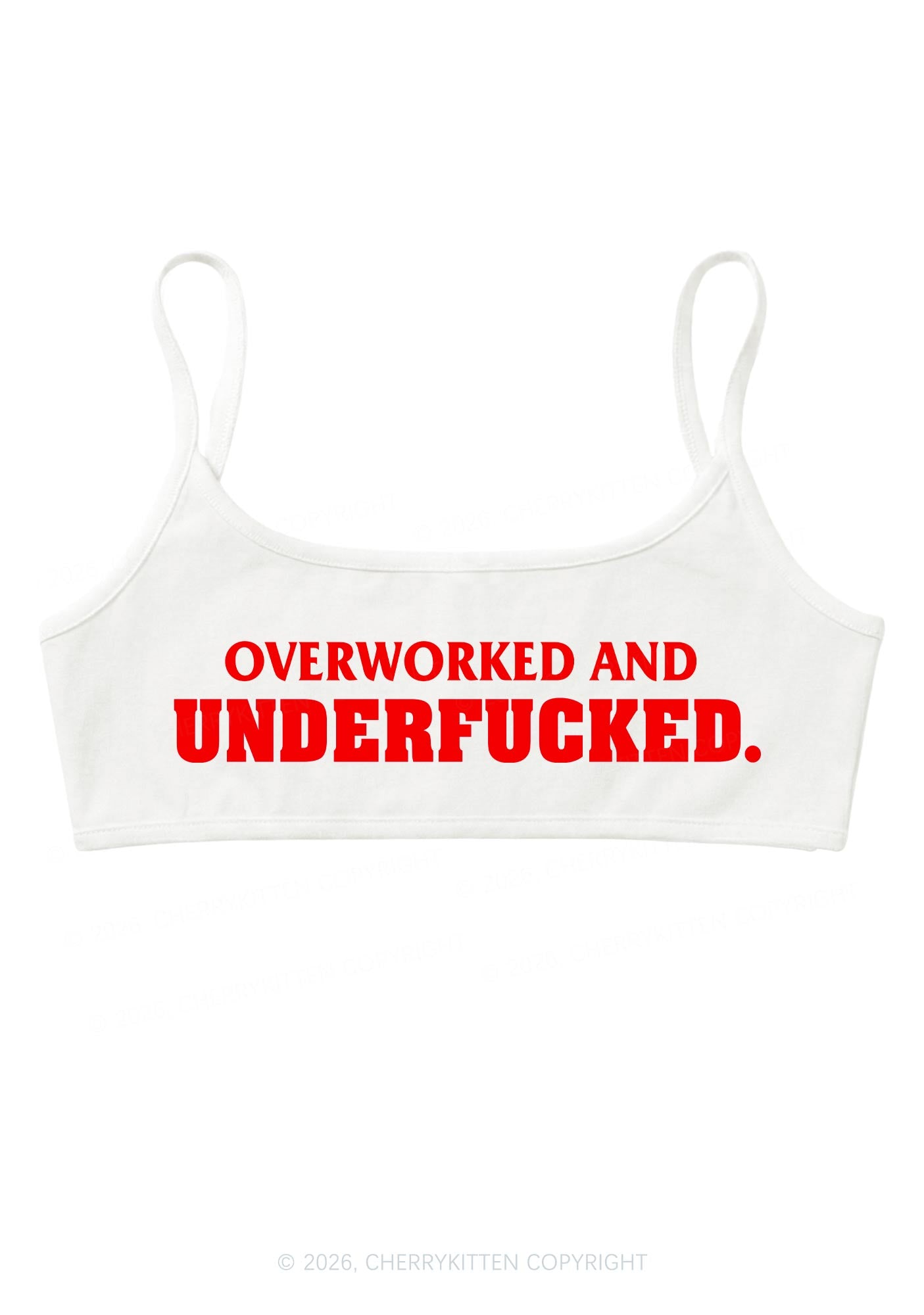 Overworked And Underfxxked Y2K Super Crop Cami Cherrykitten