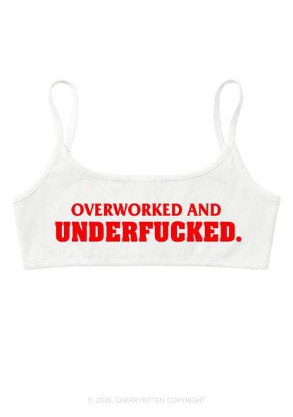 Overworked And Underfxxked Y2K Super Crop Cami Cherrykitten