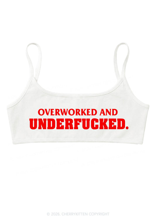 Overworked And Underfxxked Y2K Super Crop Cami Cherrykitten