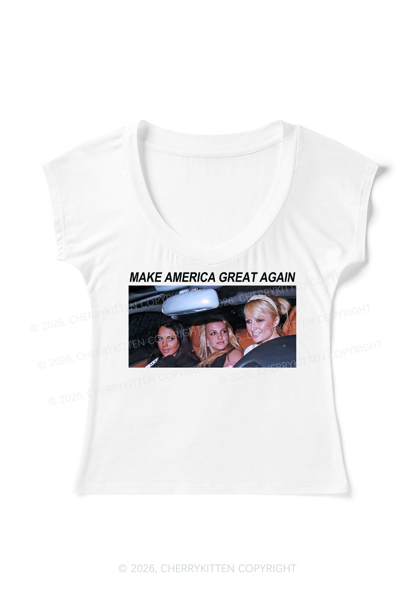 Make America Great Again Y2K V Neck T Shirts Cherrykitten
