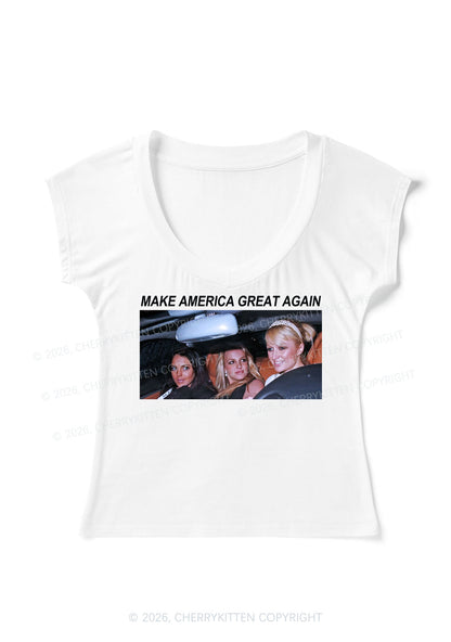 Make America Great Again Y2K V Neck T Shirts Cherrykitten