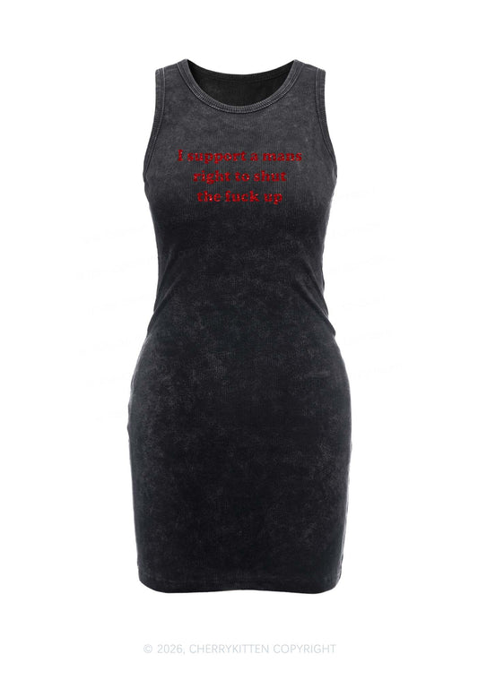 Glitter I Support A Mans Right Y2K Washed Tank Dress Cherrykitten