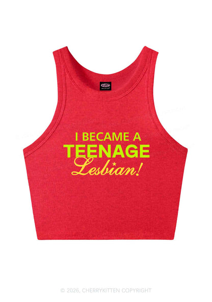 I Became A Teenage Lesbian Pride Y2K Crop Tank Top Cherrykitten