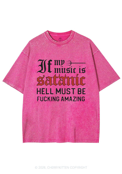 Halloween My Music Is Satanic Y2K Shirts Washed Tee Cherrykitten