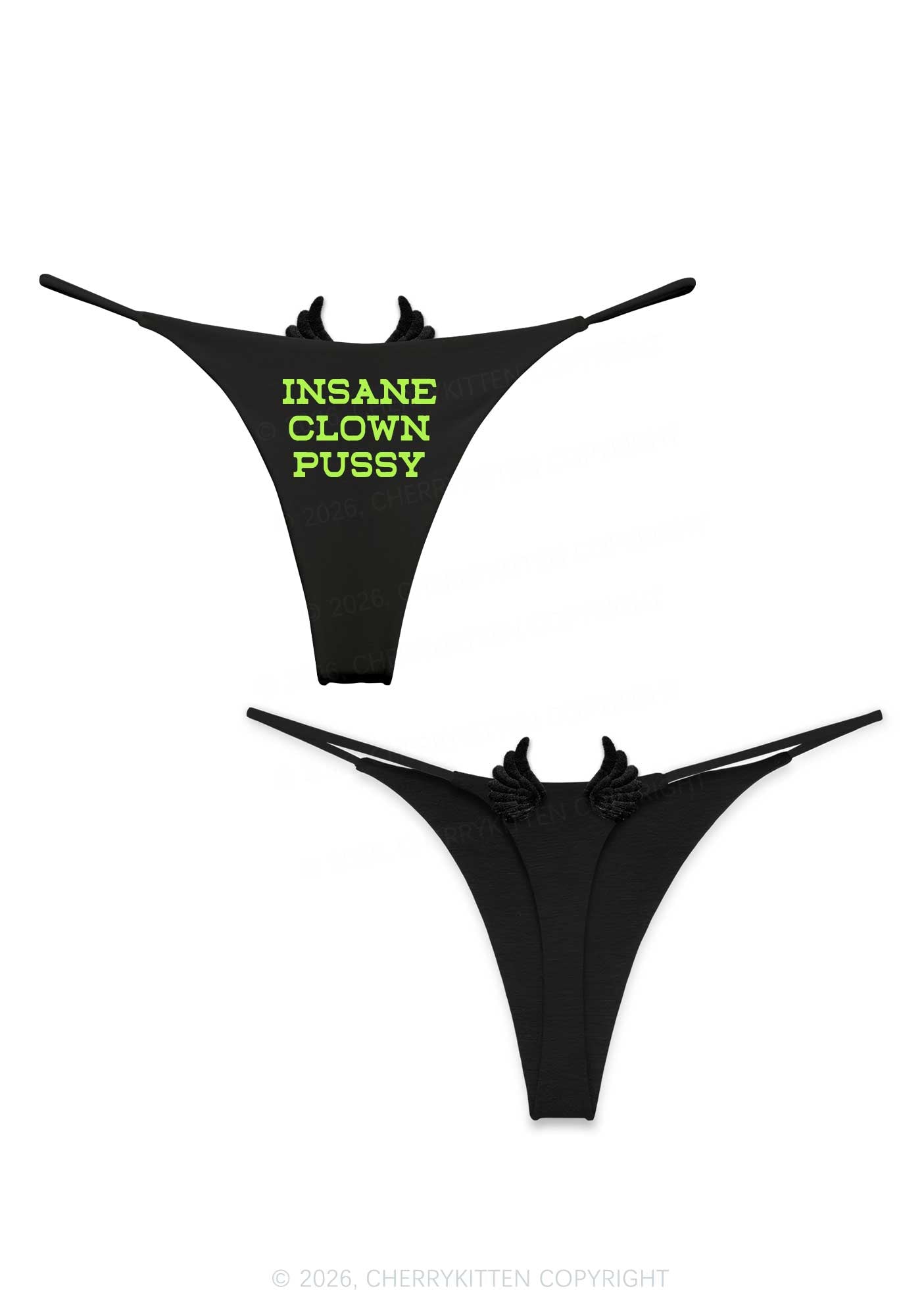 Insane Clown Puxxy Y2K Bikini String Thong With Black Wings Cherrykitten
