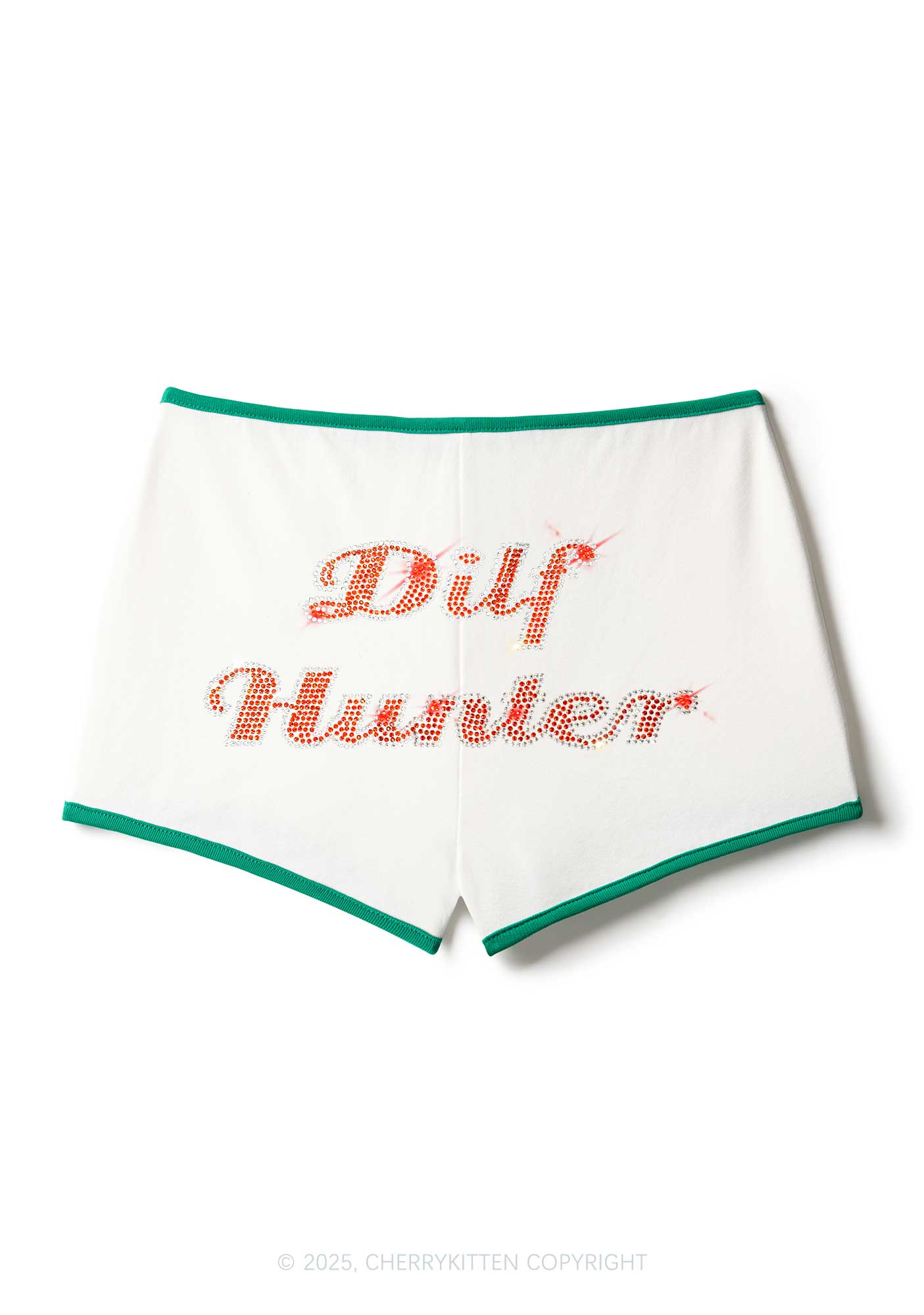 Rhinestone Green Hunter Y2K Booty Shorts Cherrykitten