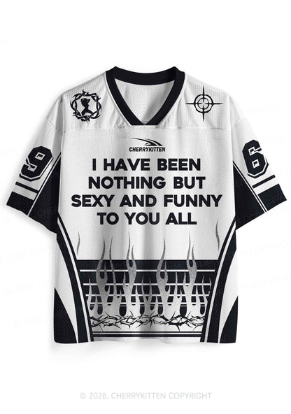 White I Have Been Funny Y2K Sport Jersey Shirts Cherrykitten