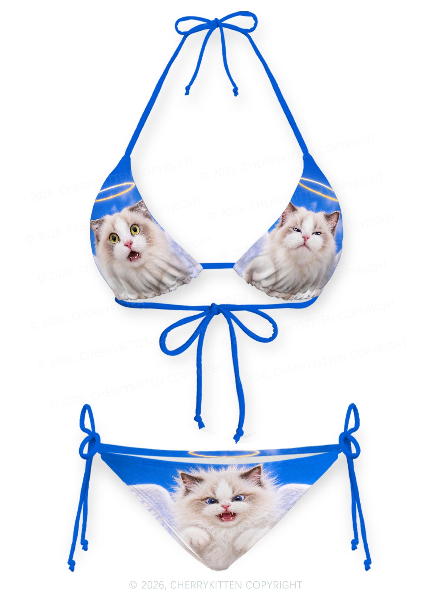 Angel Cat Y2K Print Bikini Set Cherrykitten