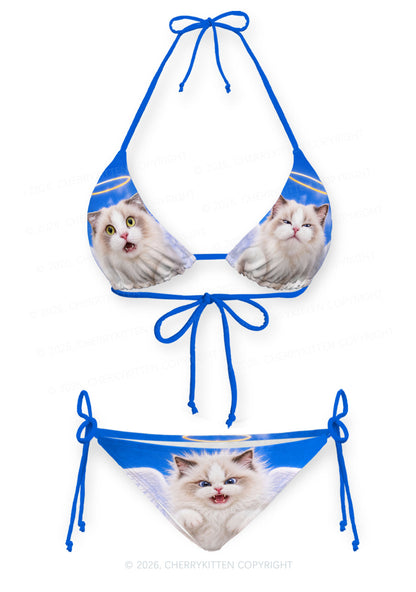 Angel Cat Y2K Print Bikini Set Cherrykitten