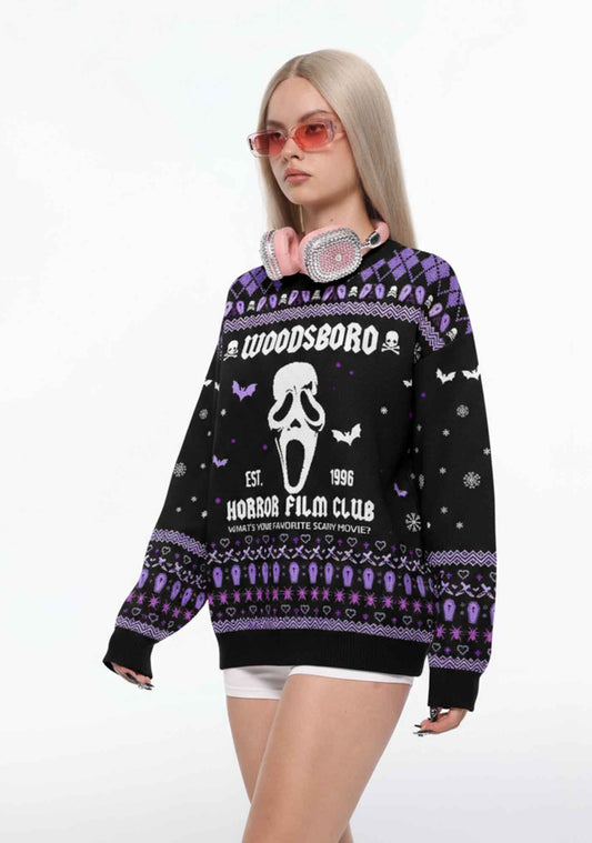 Halloween Horror Film Club Y2K Christmas Knit Sweatshirt Cherrykitten