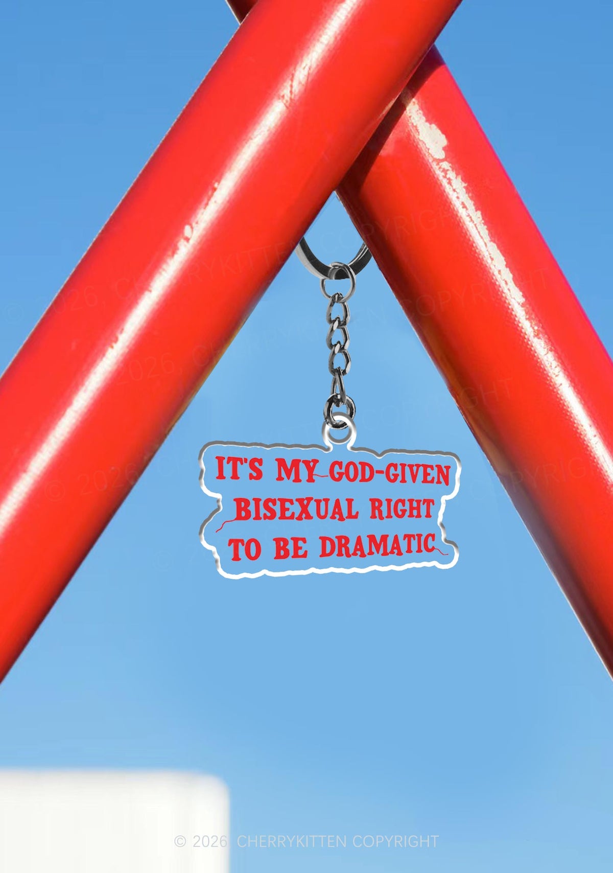 Red God Given Bisexual Right Pride 1Pc Y2K Keychain Cherrykitten