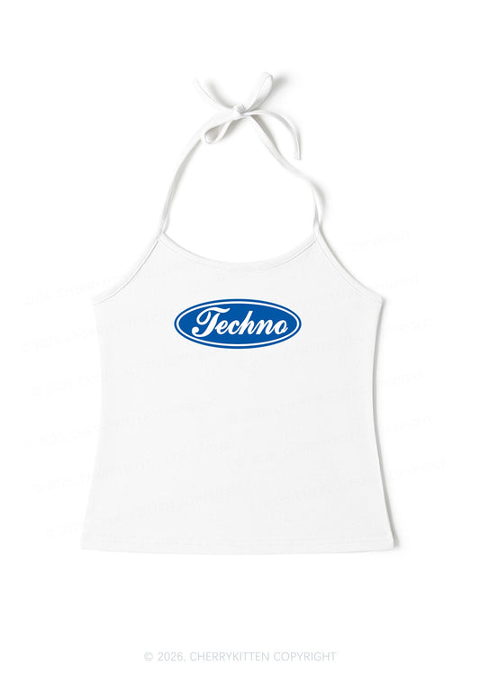 Oval Techno Y2K Halter Neck Cami Cherrykitten