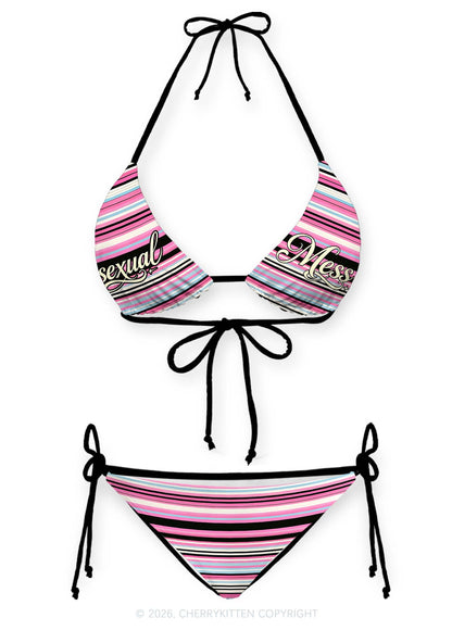 Bisexual Mess Pride Y2K Print Bikini Set Cherrykitten